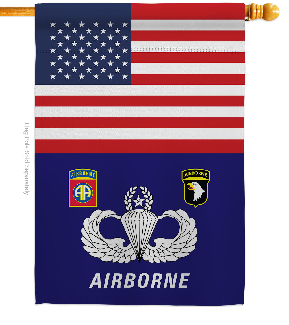 28 x 40 in. US Airborne House Flag with Armed Forces Army Double-Sided Decorative Vertical Flags Decoration Banner Garden Yard Gift