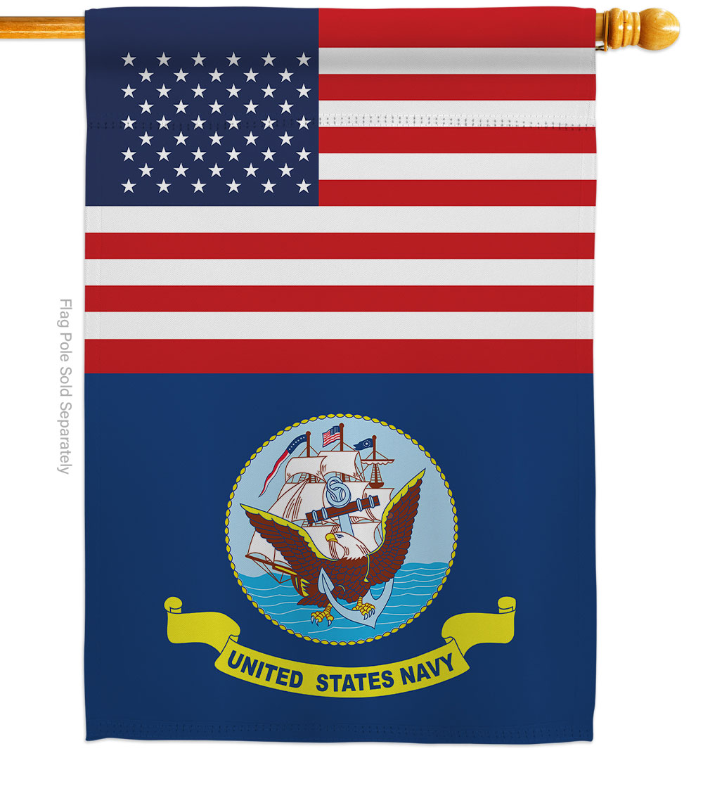 28 x 40 in. US Navy House Flag with Armed Forces Double-Sided Decorative Vertical Flags Decoration Banner Garden Yard Gift