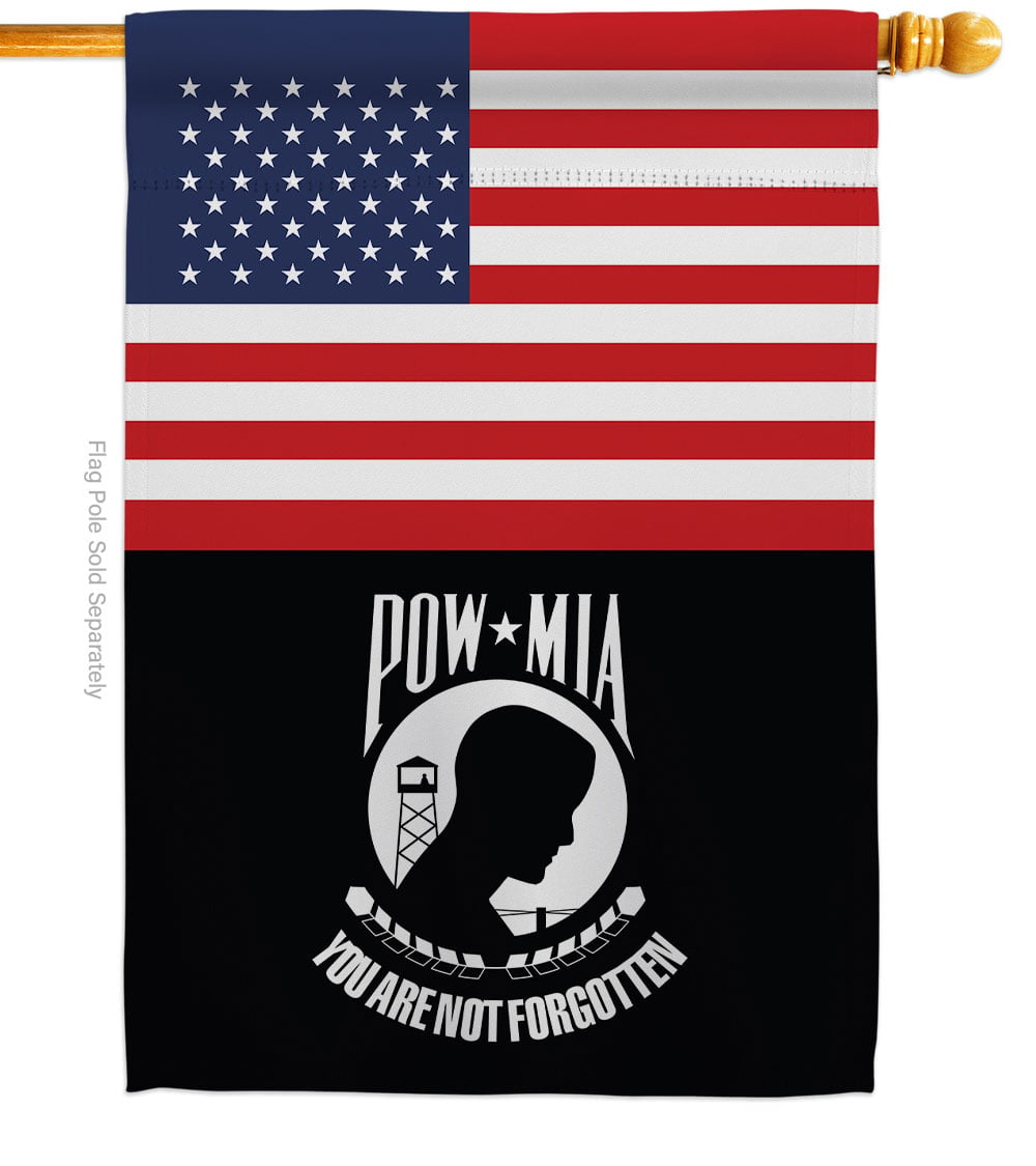 H140732-BO 28 x 40 in. US POW & MIA House Flag with Armed Forces Service Double-Sided Decorative Vertical Flags Decoration Banner Garden Yard Gift