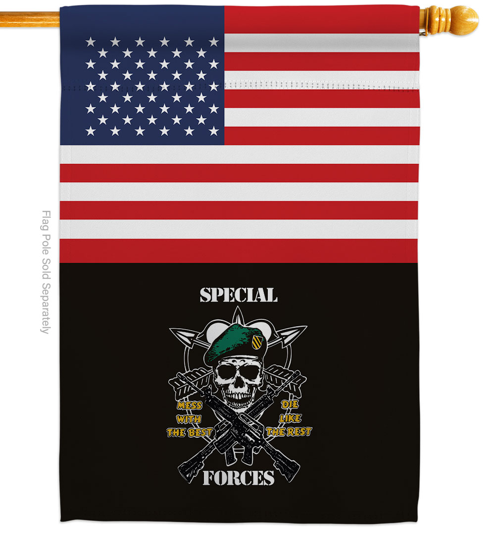 H140733-BO 28 x 40 in. US Special Forces House Flag with Armed Service Double-Sided Decorative Vertical Flags Decoration Banner Garden Yard Gift
