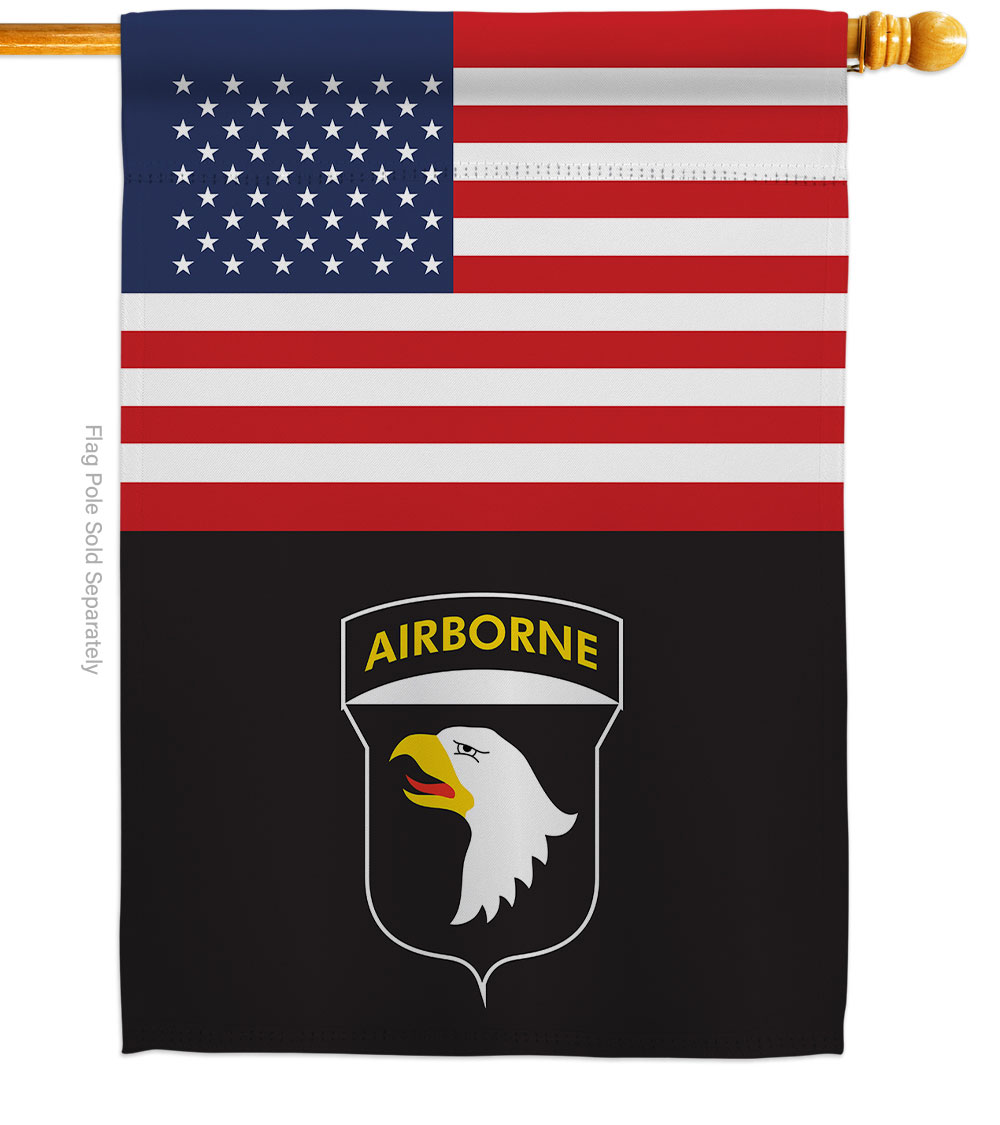 28 x 40 in. US 101st. Airborne House Flag with Armed Forces Army Double-Sided Decorative Vertical Flags Decoration Banner Garden Yard Gift