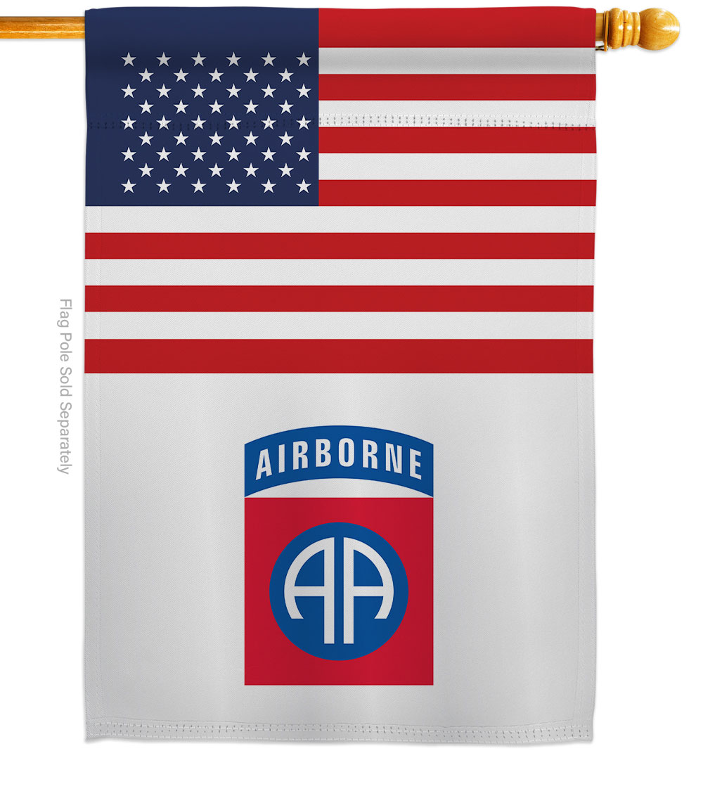 28 x 40 in. US 82nd. Airborne House Flag with Armed Forces Army Double-Sided Decorative Vertical Flags Decoration Banner Garden Yard Gift