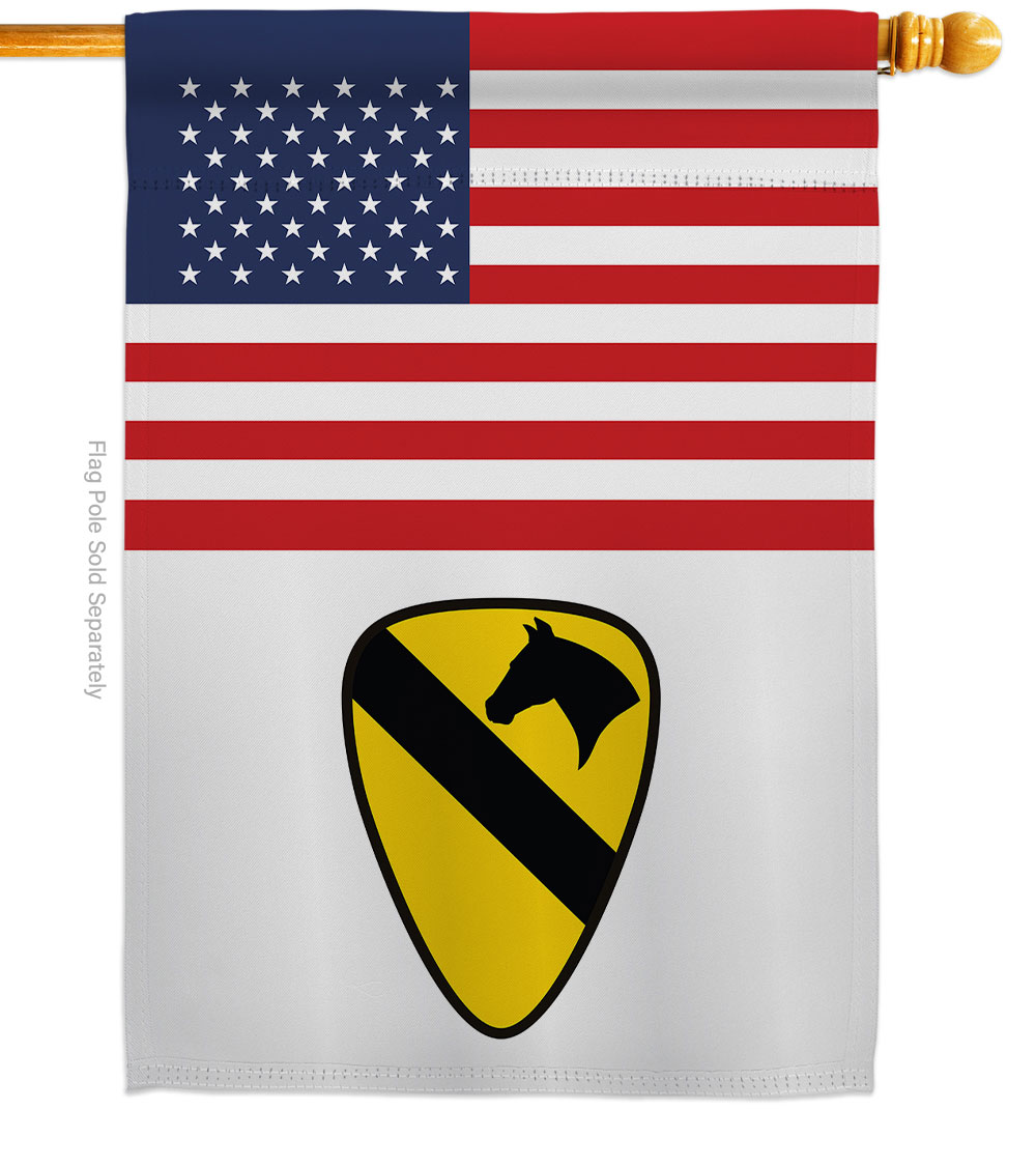 28 x 40 in. US 1st Cavalry House Flag with Armed Forces Army Double-Sided Decorative Vertical Flags Decoration Banner Garden Yard Gift