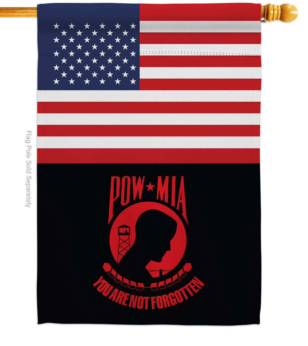 28 x 40 in. US Red POW & MIA House Flag with Armed Forces Service Double-Sided Decorative Vertical Flags Decoration Banner Garden Yard Gift