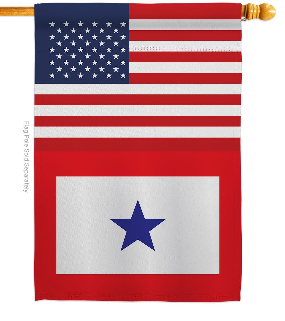 28 x 40 in. US Blue Star House Flag with Armed Forces Service Double-Sided Decorative Vertical Flags Decoration Banner Garden Yard Gift