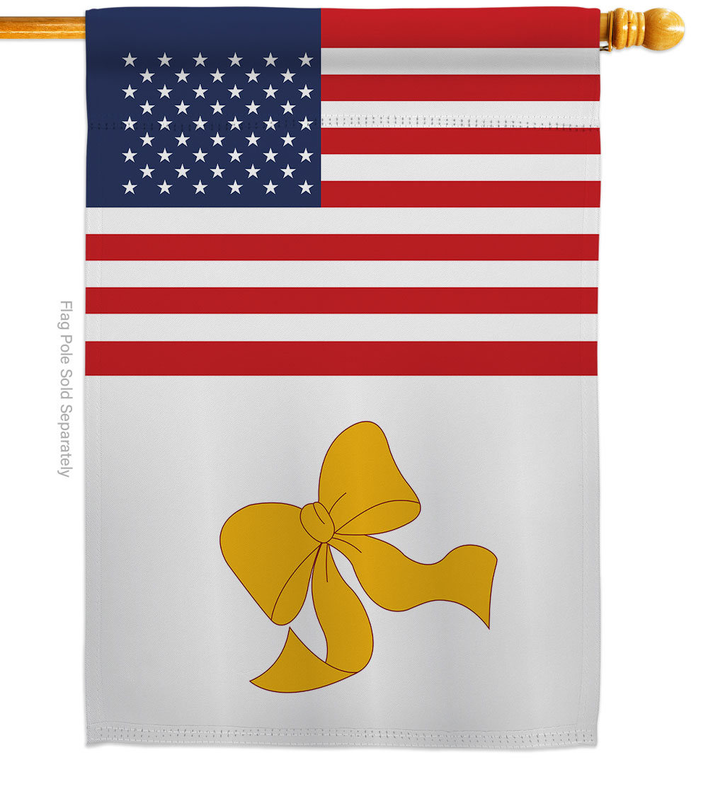 28 x 40 in. US Yellow Ribbon House Flag with Armed Forces Service Double-Sided Decorative Vertical Flags Decoration Banner Garden Yard Gift