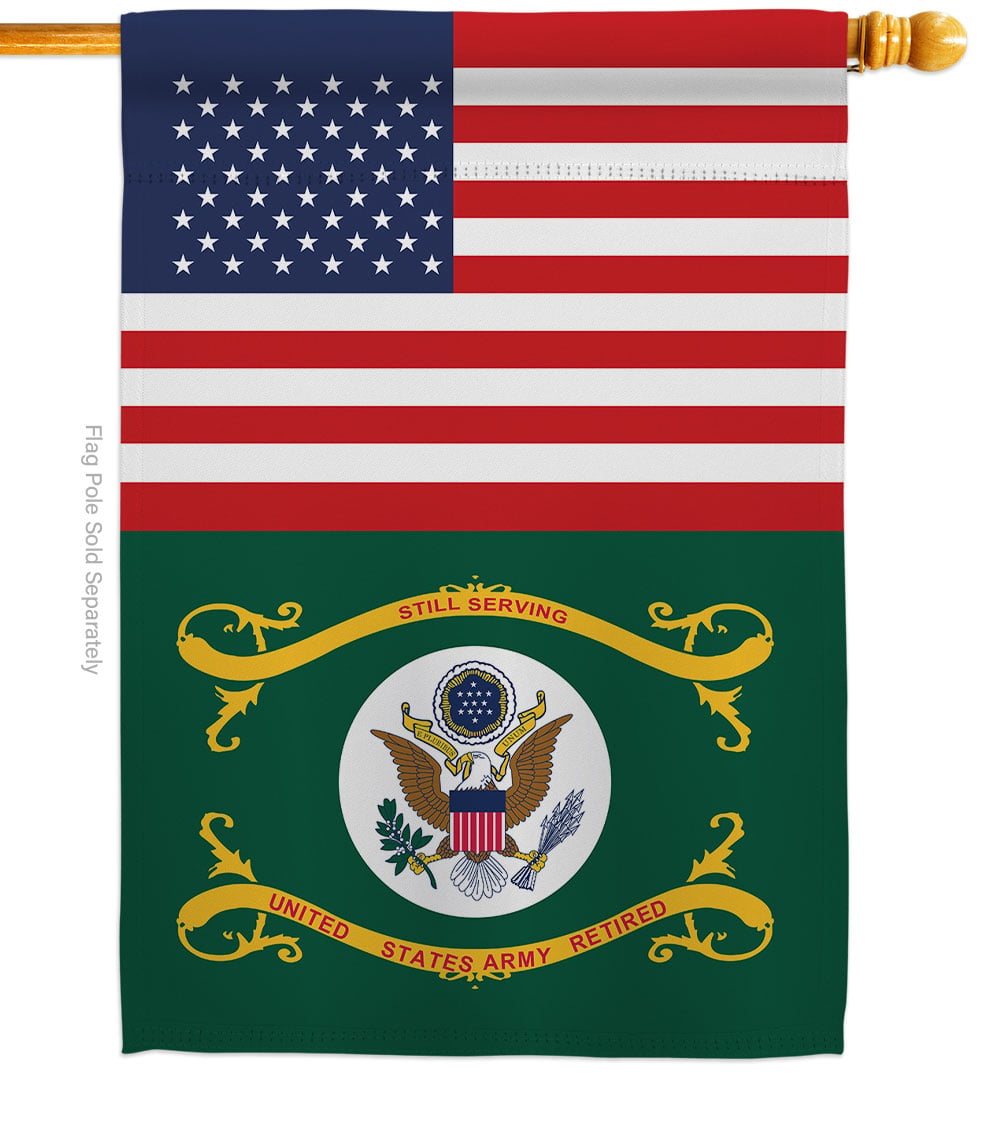 28 x 40 in. US Retired Army House Flag with Armed Forces Double-Sided Decorative Vertical Flags Decoration Banner Garden Yard Gift