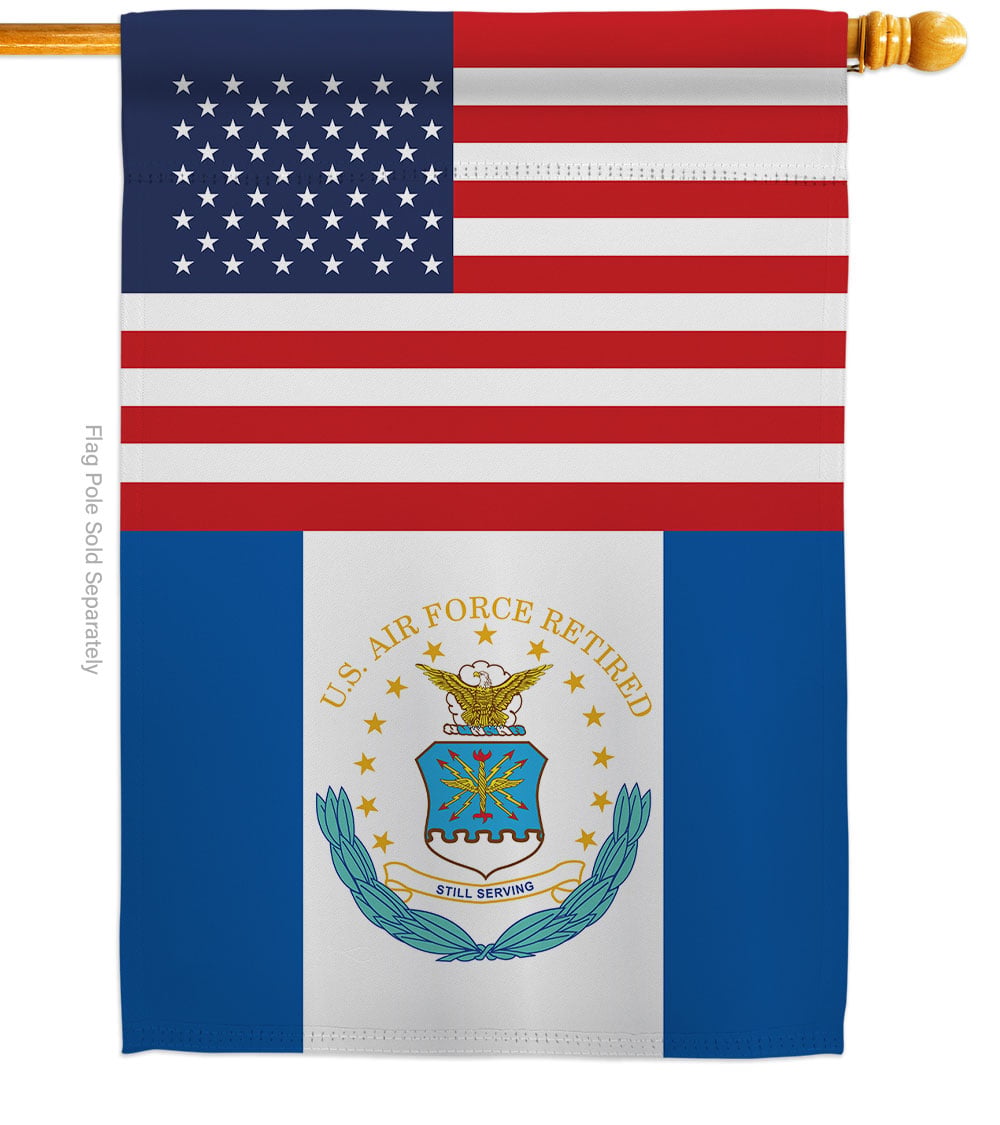 28 x 40 in. US Retired Air Force House Flag with Armed Forces Double-Sided Decorative Vertical Flags Decoration Banner Garden Yard Gift