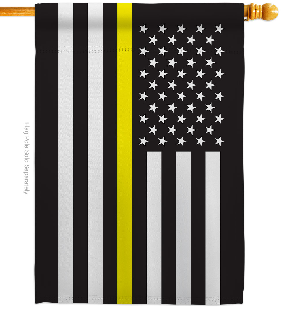 28 x 40 in. US Thin Yellow Line House Flag with Armed Forces Service Double-Sided Decorative Horizontal Flags Decoration Banner Garden Yard Gift