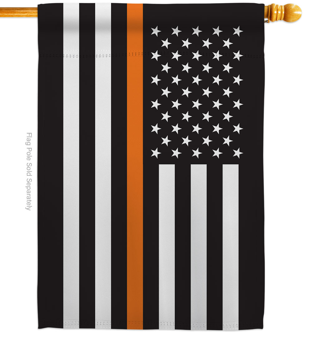 28 x 40 in. US Thin Orange Line House Flag with Armed Forces EMT Double-Sided Decorative Horizontal Flags Decoration Banner Garden Yard Gift