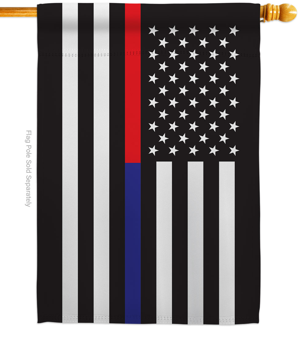 28 x 40 in. US Thin Red & Blue Line House Flag with Armed Forces Service Double-Sided Decorative Horizontal Flags Decoration Banner Garden Yard Gift