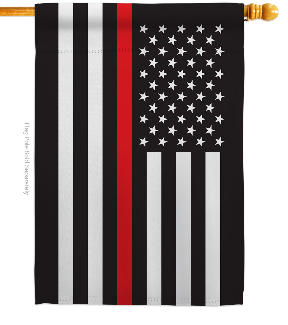 28 x 40 in. Thin Red Line House Flag with Armed Forces Service Double-Sided Decorative Horizontal Flags Decoration Banner Garden Yard Gift