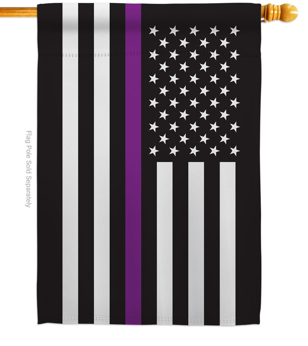 28 x 40 in. US Thin Purple Line House Flag with Armed Forces Service Double-Sided Decorative Horizontal Flags Decoration Banner Garden Yard Gift