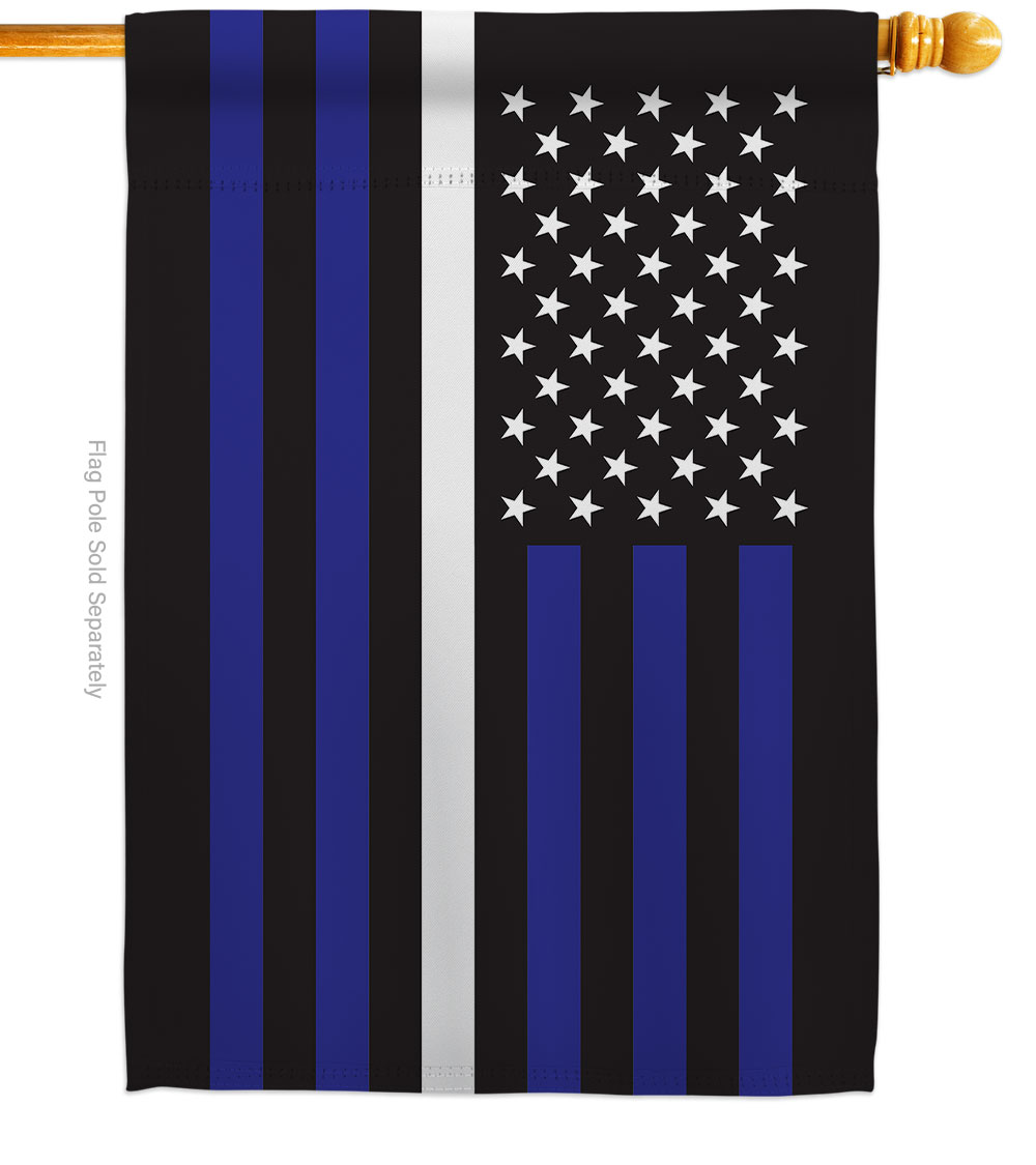 28 x 40 in. US Thin White Line House Flag with Armed Forces EMT Double-Sided Decorative Horizontal Flags Decoration Banner Garden Yard Gift