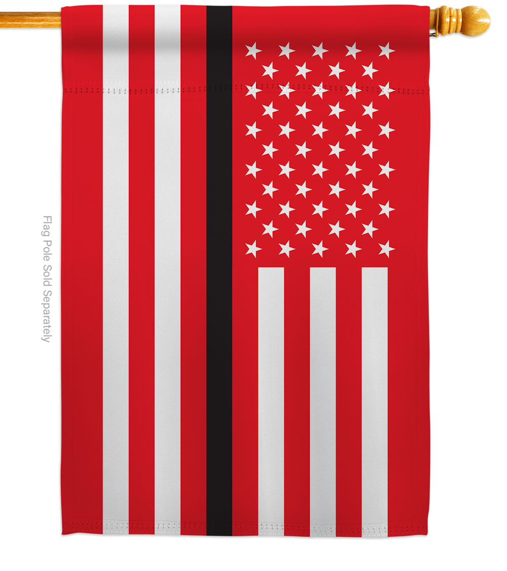 28 x 40 in. US Thin Black Line House Flag with Armed Forces Service Double-Sided Decorative Horizontal Flags Decoration Banner Garden Yard Gift