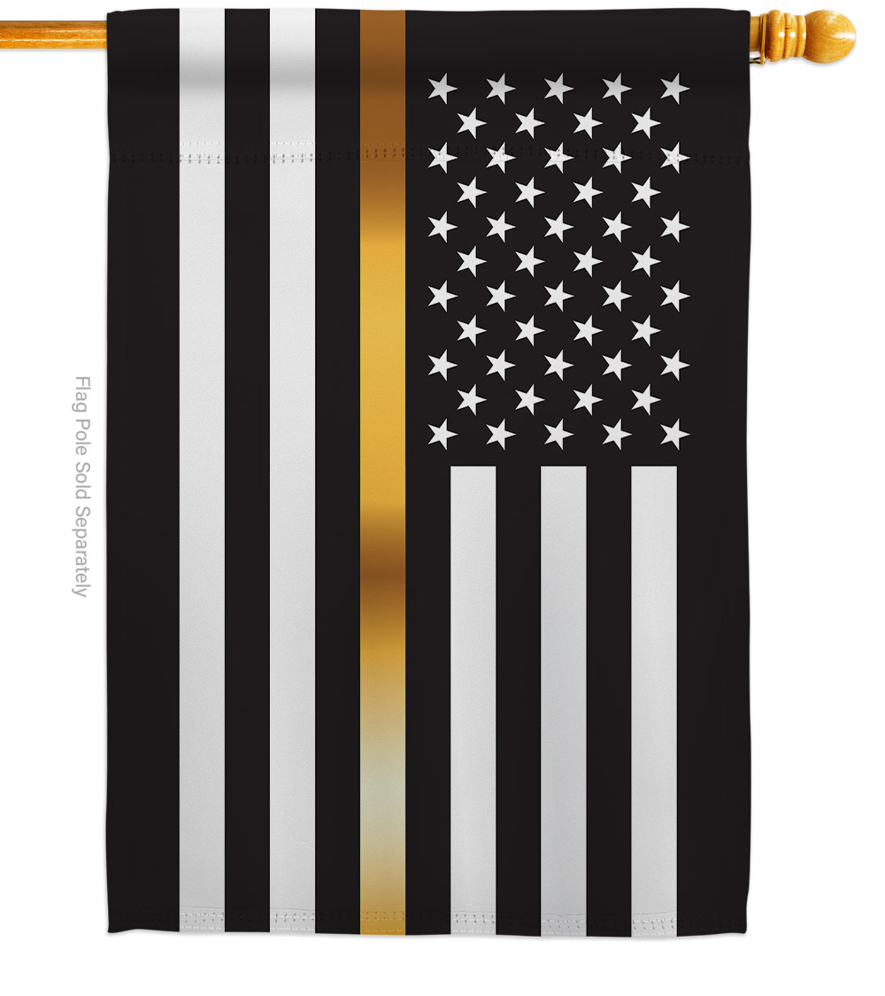 28 x 40 in. US Thin Gold Line House Flag with Armed Forces Service Double-Sided Decorative Horizontal Flags Decoration Banner Garden Yard Gift