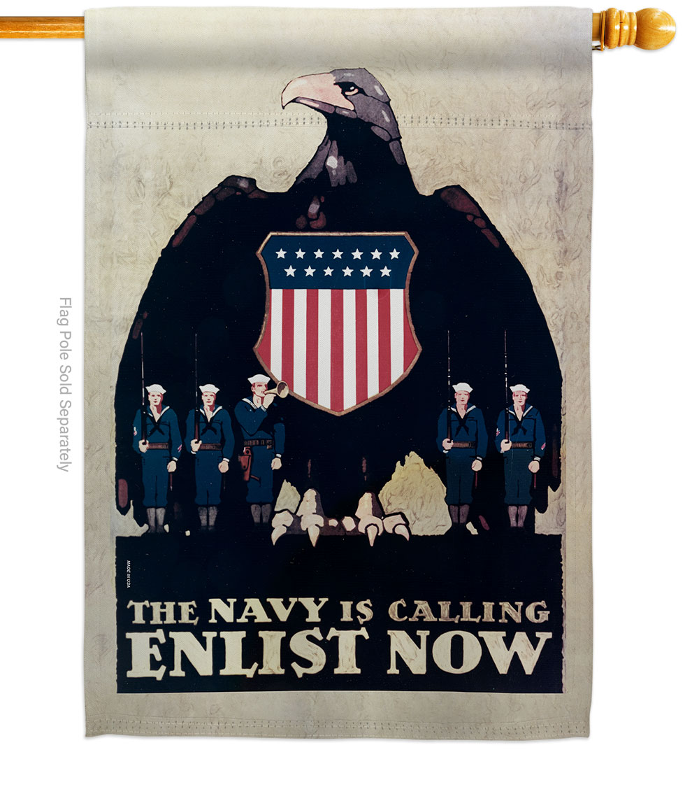 28 x 40 in. Calling Enlist Now House Flag with Armed Forces Navy Double-Sided Decorative Vertical Flags Decoration Banner Garden Yard Gift