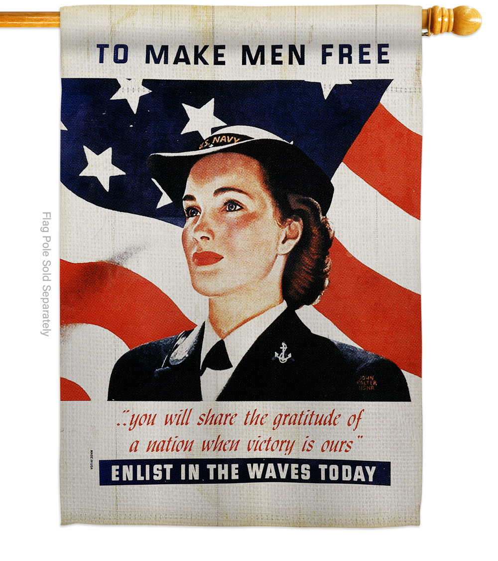 28 x 40 in. To Make Men Free House Flag with Armed Forces Navy Double-Sided Decorative Vertical Flags Decoration Banner Garden Yard Gift -  OpenSkies, OP3904353