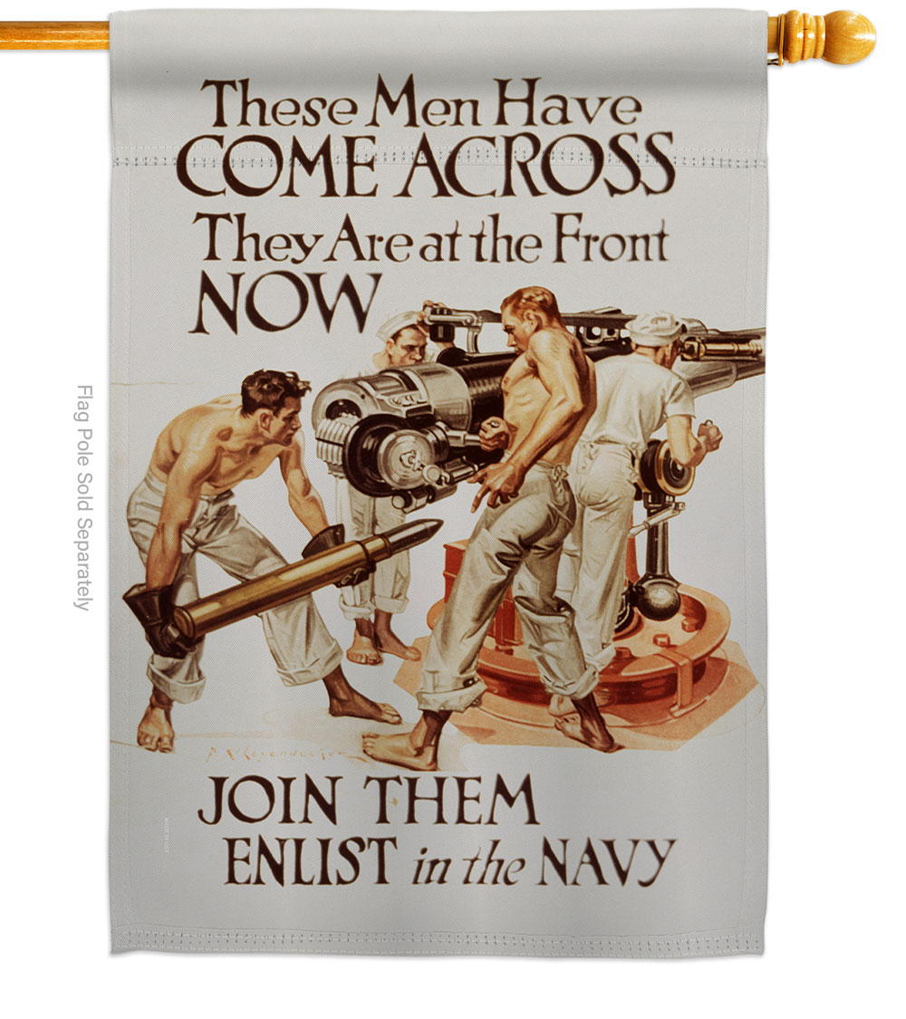28 x 40 in. Join Them Enlist House Flag with Armed Forces Navy Double-Sided Decorative Vertical Flags Decoration Banner Garden Yard Gift