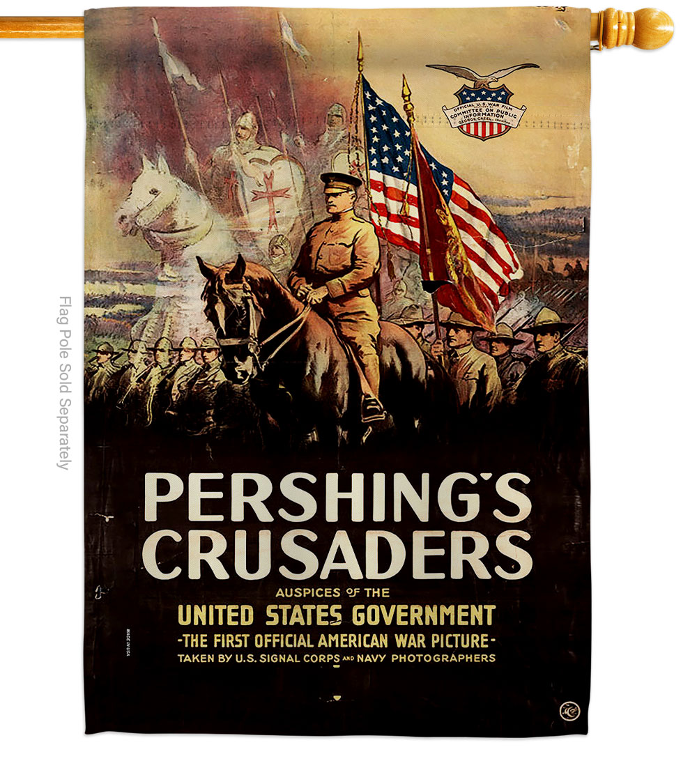28 x 40 in. Pershings Crusaders House Flag with Armed Forces Veterans Double-Sided Decorative Vertical Flags Decoration Banner Garden Yard Gift