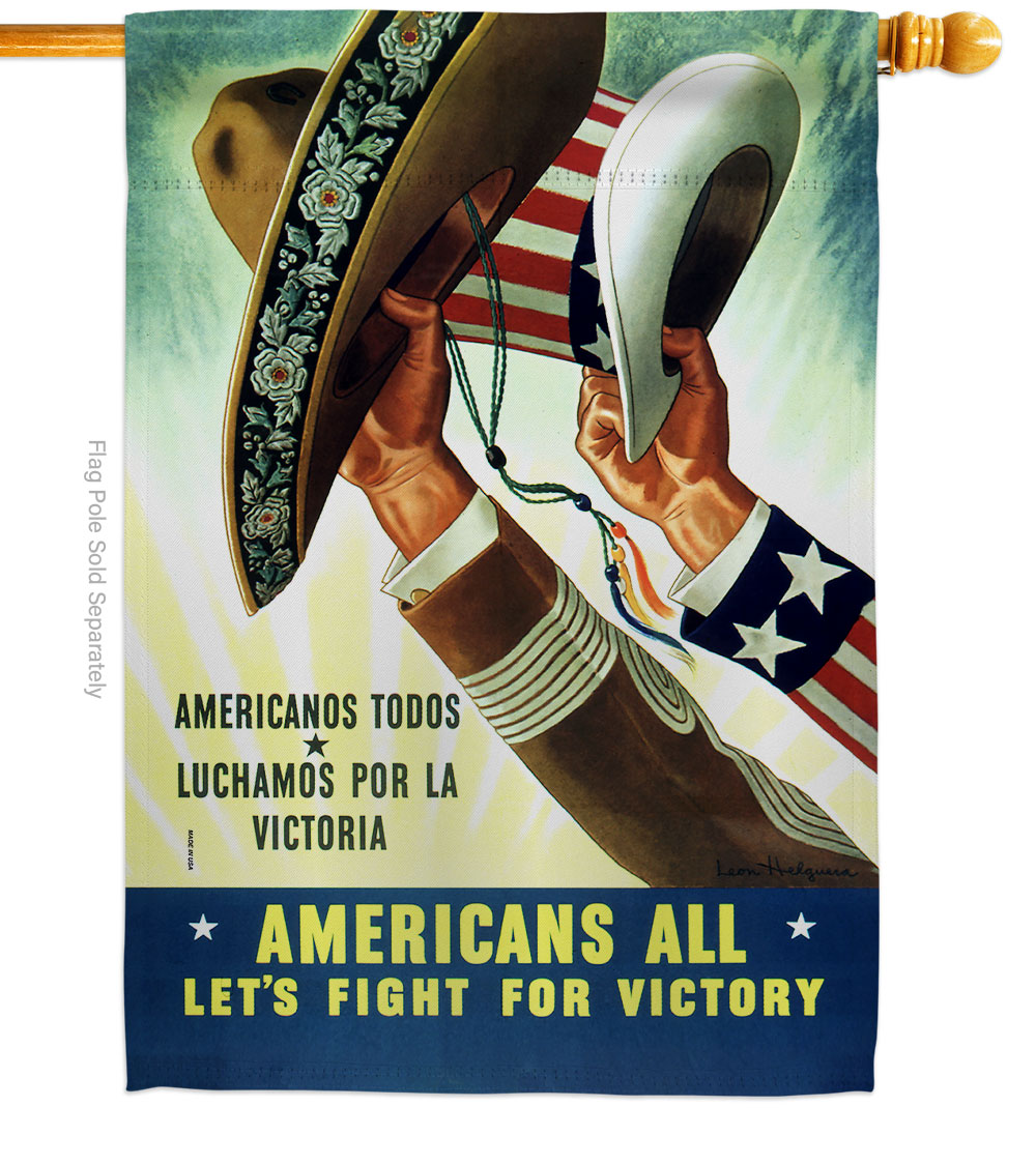 28 x 40 in. Lets Fight for Victory House Flag with Armed Forces Veterans Double-Sided Decorative Vertical Flags Decoration Banner Garden Yard Gift