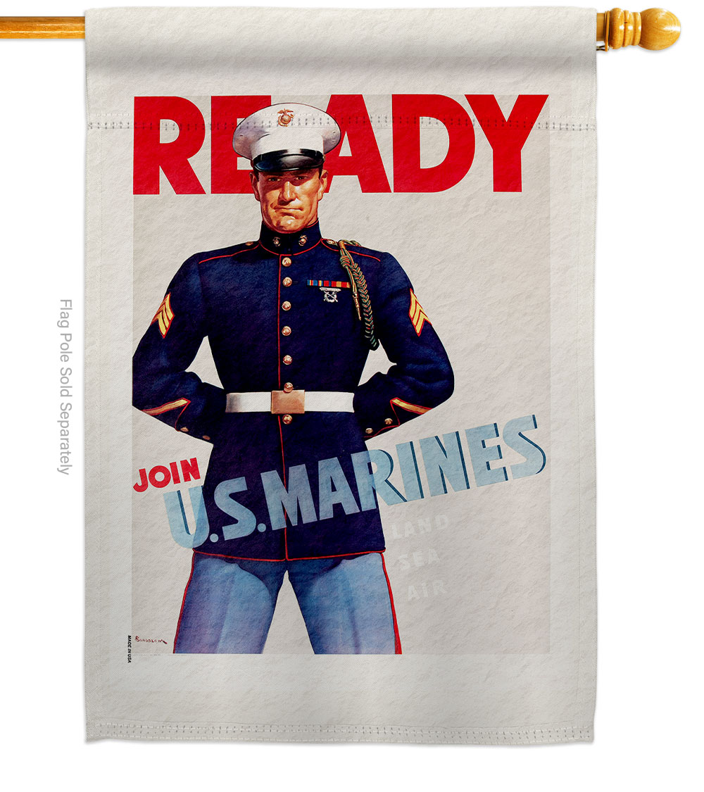 28 x 40 in. Join U.S. Marines House Flag with Armed Forces Marine Corps Double-Sided Decorative Vertical Flags Decoration Banner Garden Yard Gift