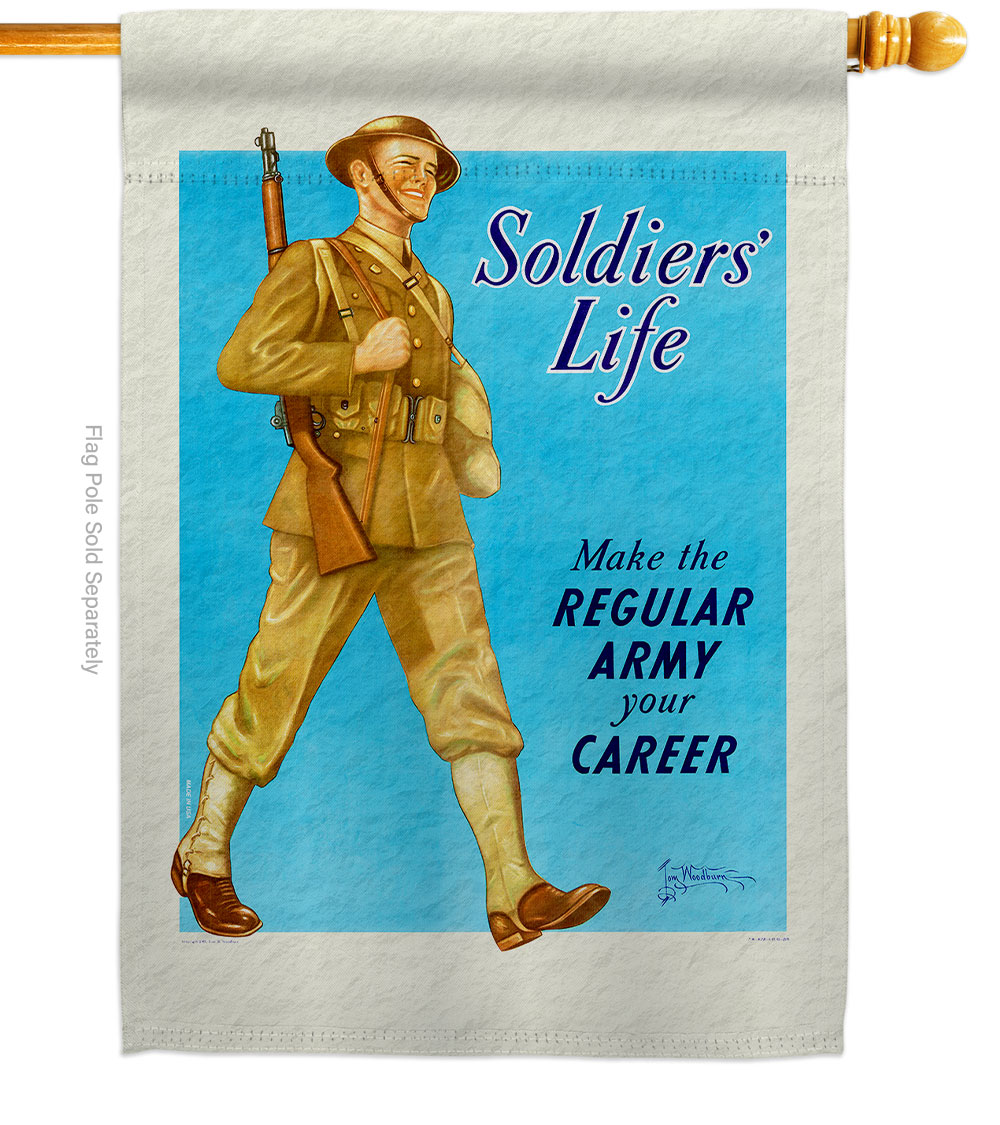 H183050-BO 28 x 40 in. Soldiers Life House Flag with Armed Forces Army Double-Sided Decorative Vertical Flags Decoration Banner Garden Yard Gift