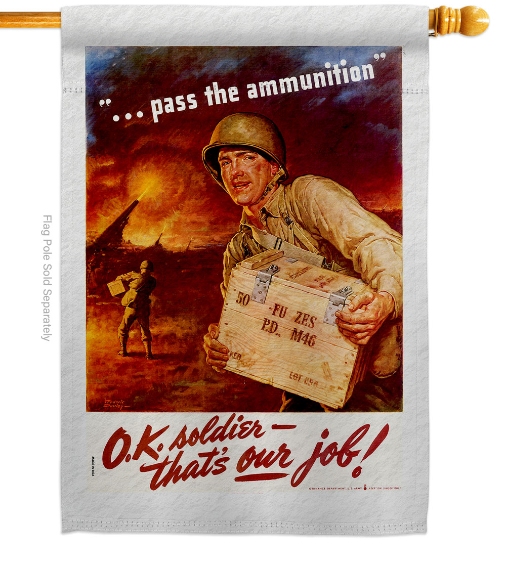 28 x 40 in. Pass the Ammunition House Flag with Armed Forces Service Double-Sided Decorative Vertical Flags Decoration Banner Garden Yard Gift