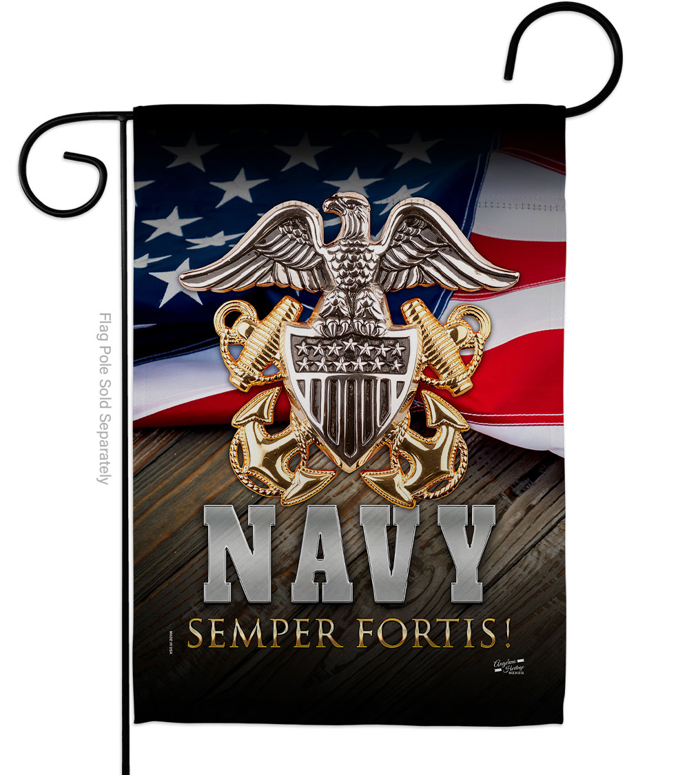 13 x 18.5 in. US Navy Semper Fortis Garden Flag with Armed Forces Double-Sided Decorative Vertical Flags House Decoration Banner Yard Gift