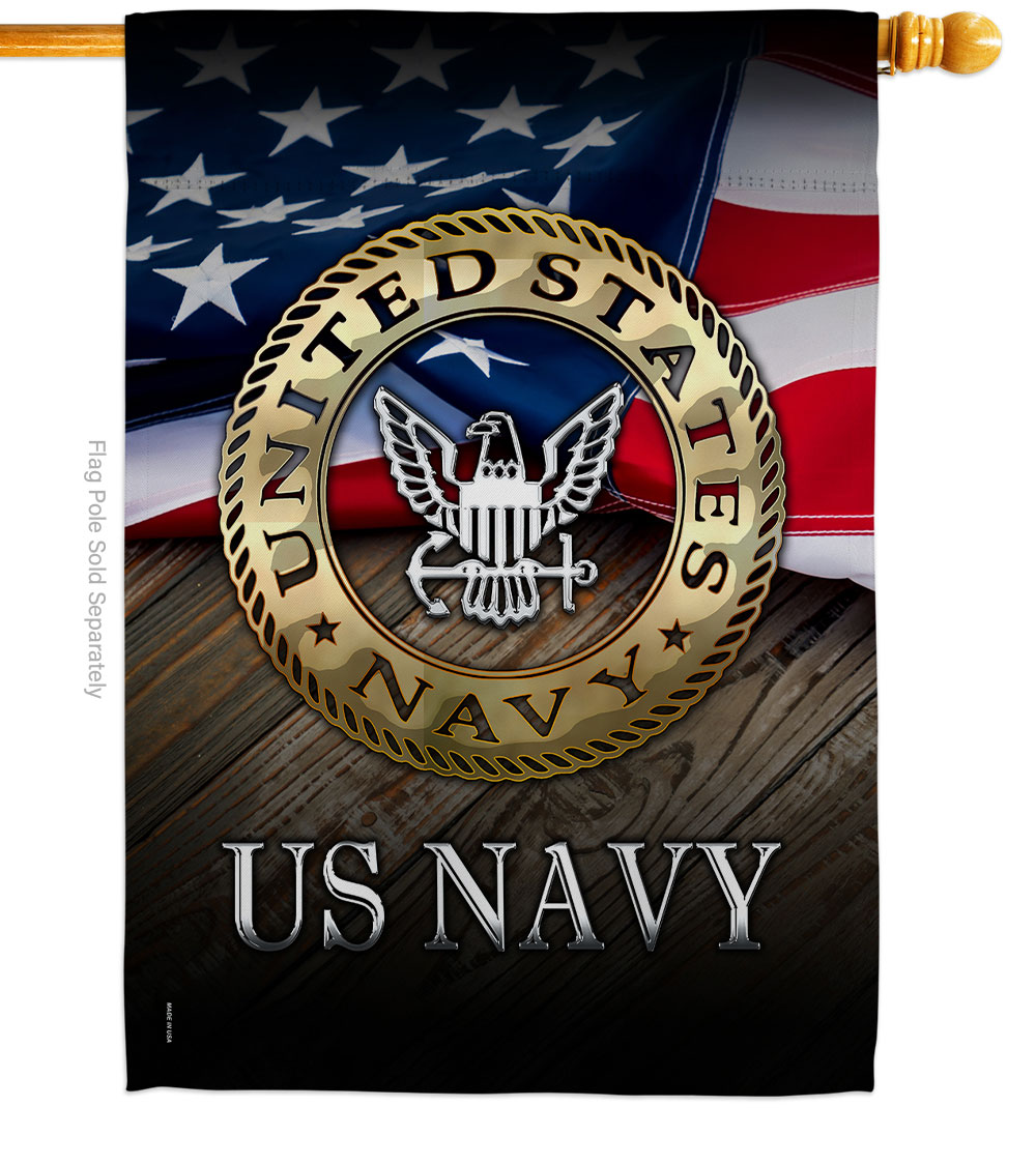 28 x 40 in. US Navy House Flag with Armed Forces Double-Sided Decorative Vertical Flags Decoration Banner Garden Yard Gift