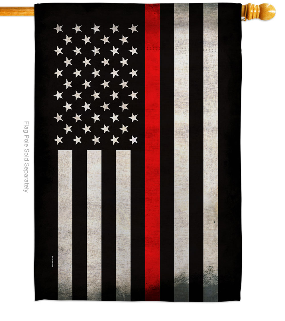 28 x 40 in. USA Thin Red Line House Flag with Armed Forces Firefighter Double-Sided Decorative Horizontal Flags Decoration Banner Garden Yard Gift