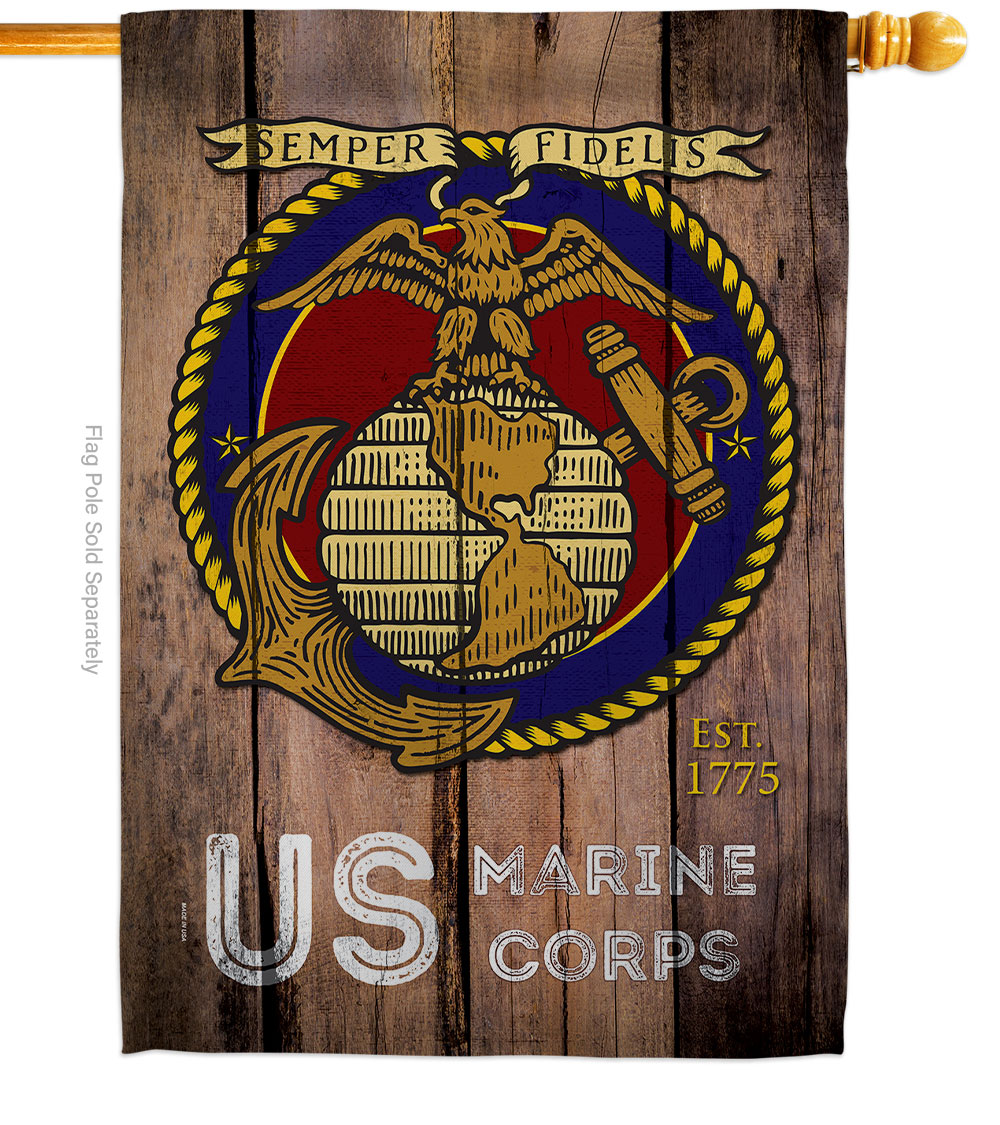 28 x 40 in. US Marine Corps House Flag with Armed Forces Double-Sided Decorative Vertical Flags Decoration Banner Garden Yard Gift