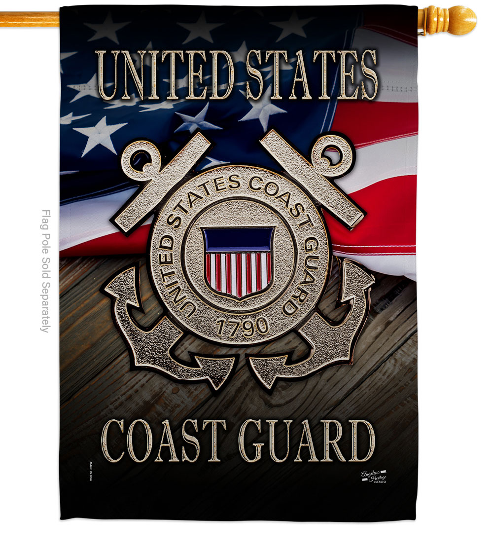 28 x 40 in. US Coast Guard House Flag with Armed Forces Double-Sided Decorative Vertical Flags Decoration Banner Garden Yard Gift