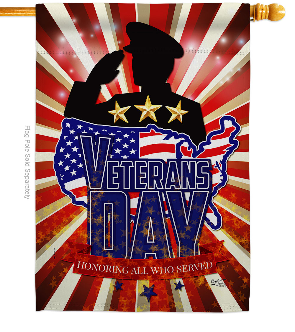 28 x 40 in. Honoring Veterans Day House Flag with Armed Forces Service Double-Sided Decorative Vertical Flags Decoration Banner Garden Yard Gift