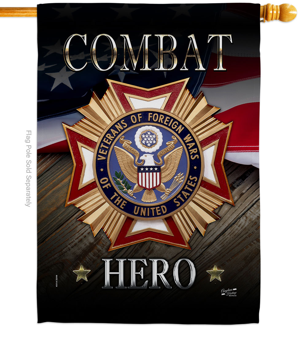 28 x 40 in. Veterans Hero House Flag with Armed Forces Service Double-Sided Decorative Vertical Flags Decoration Banner Garden Yard Gift