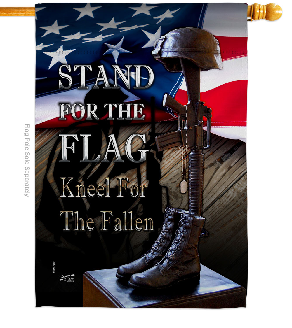 28 x 40 in. Stand for the House Flag with Armed Forces Service Double-Sided Decorative Vertical Flags Decoration Banner Garden Yard Gift