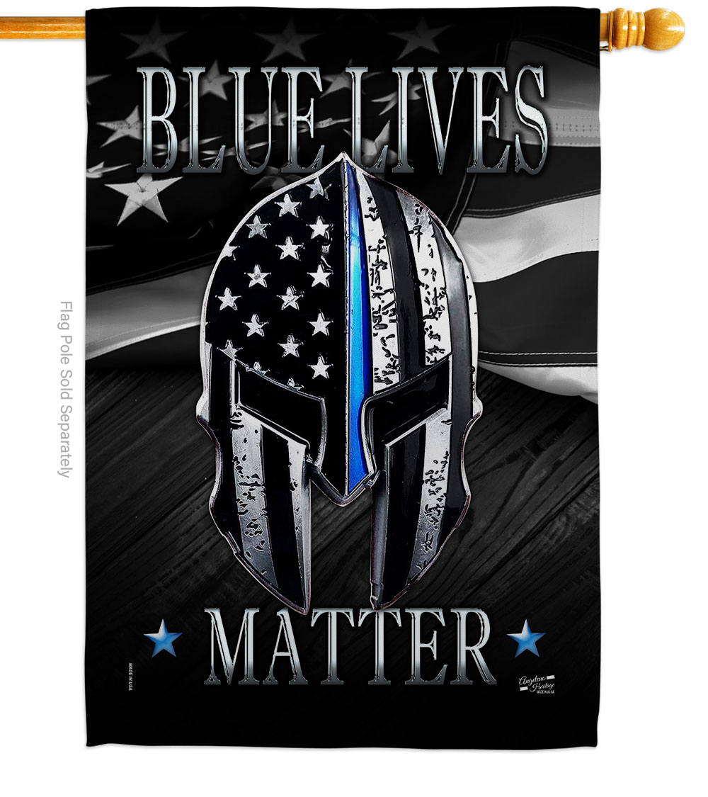 28 x 40 in. Blue Live Matter House Flag with Armed Forces Police Double-Sided Decorative Vertical Flags Decoration Banner Garden Yard Gift