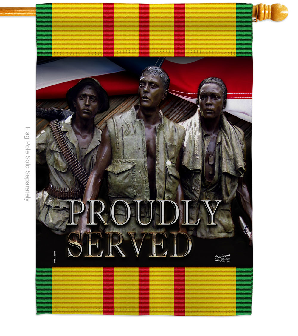 28 x 40 in. Proudly Served House Flag with Armed Forces Service Double-Sided Decorative Vertical Flags Decoration Banner Garden Yard Gift