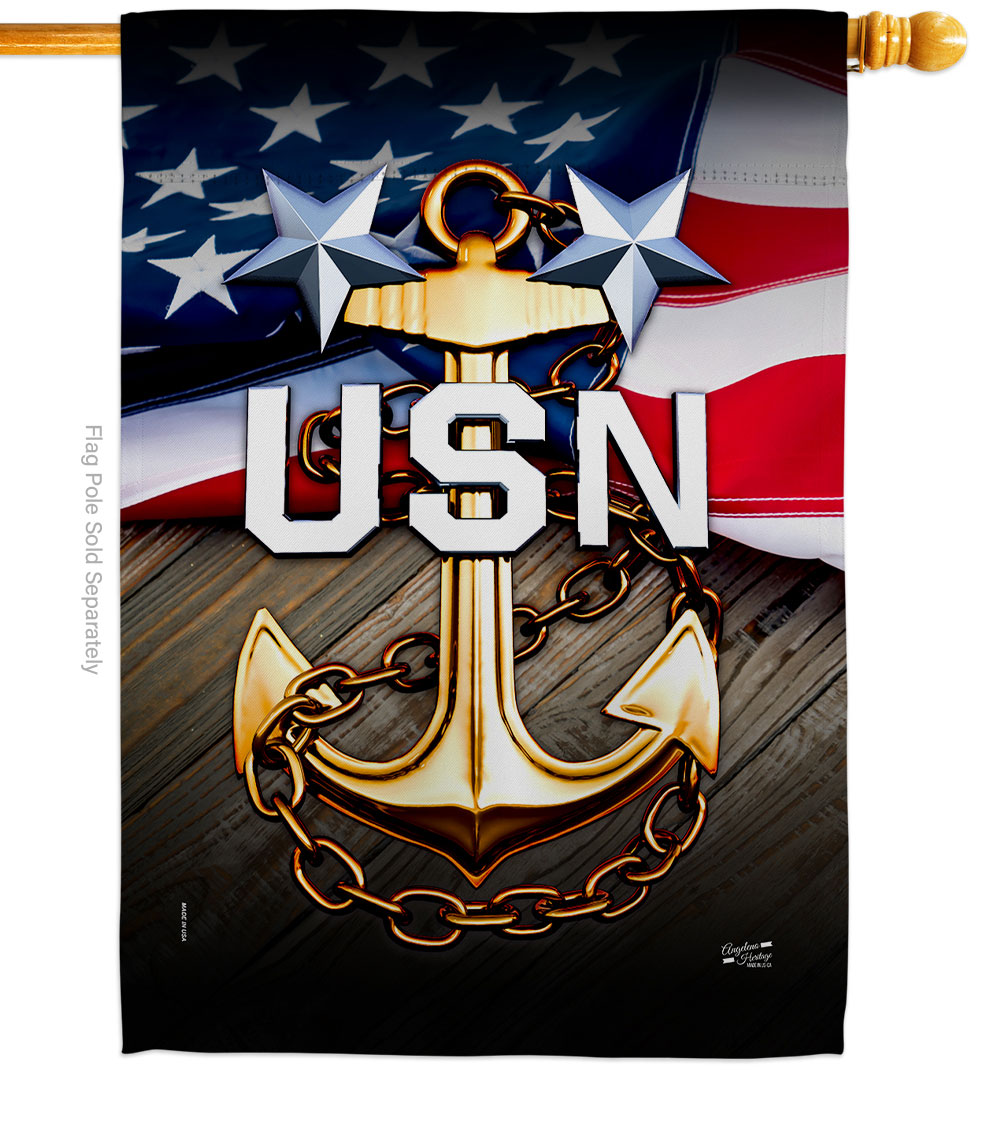 28 x 40 in. USN House Flag with Armed Forces Navy Double-Sided Decorative Vertical Flags Decoration Banner Garden Yard Gift