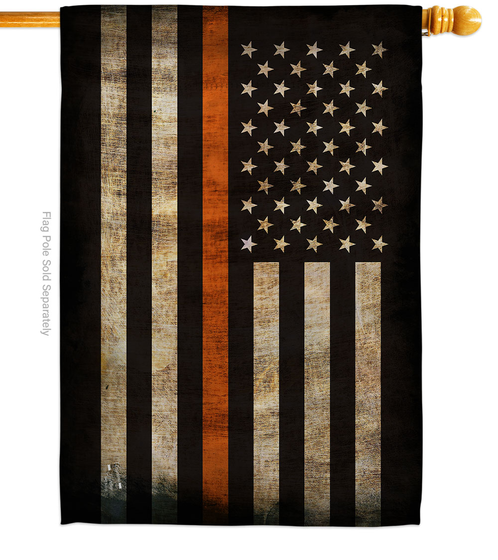 28 x 40 in. Thin Orange Line House Flag with Armed Forces EMT Double-Sided Decorative Horizontal Flags Decoration Banner Garden Yard Gift