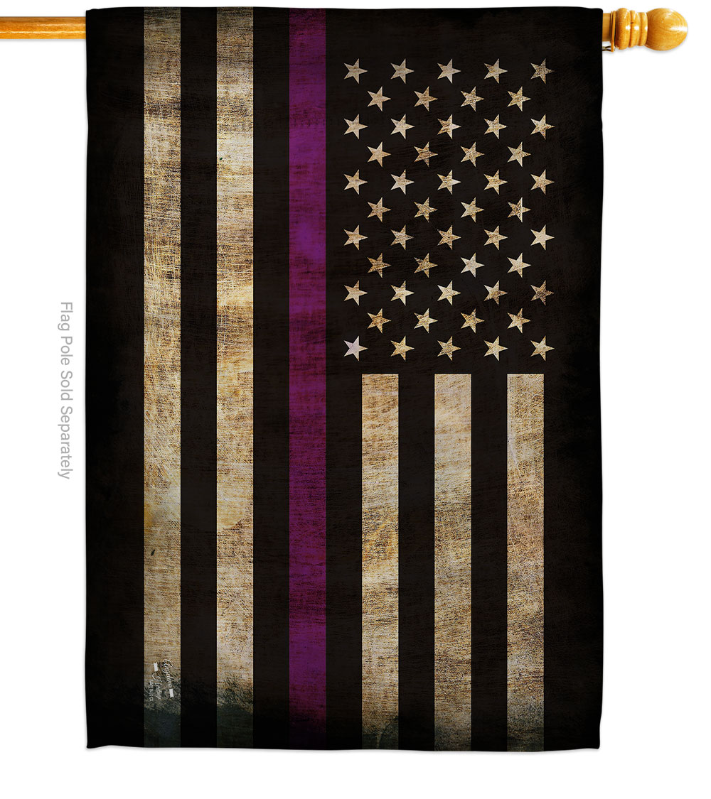28 x 40 in. Thin Purple Line House Flag with Armed Forces Service Double-Sided Decorative Horizontal Flags Decoration Banner Garden Yard Gift