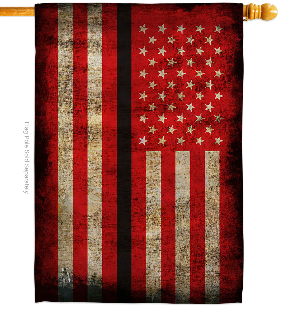 28 x 40 in. Thin Black Line House Flag with Armed Forces Service Double-Sided Decorative Horizontal Flags Decoration Banner Garden Yard Gift