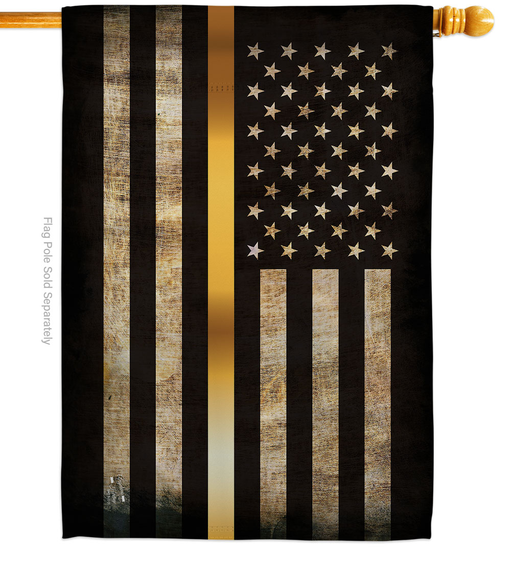 28 x 40 in. Thin Gold Line House Flag with Armed Forces Service Double-Sided Decorative Horizontal Flags Decoration Banner Garden Yard Gift