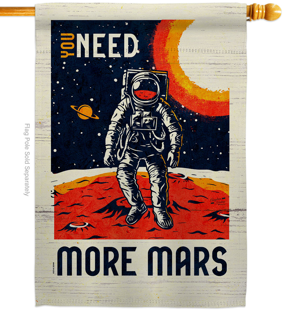28 x 40 in. More Mars House Flag with Armed Forces NASA Double-Sided Decorative Vertical Flags Decoration Banner Garden Yard Gift