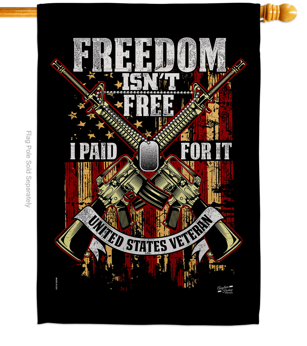 28 x 40 in. Freedom Isnt Free House Flag with Armed Forces Veterans Double-Sided Decorative Vertical Flags Decoration Banner Garden Yard Gift -  Angeleno Heritage, H137574-BO
