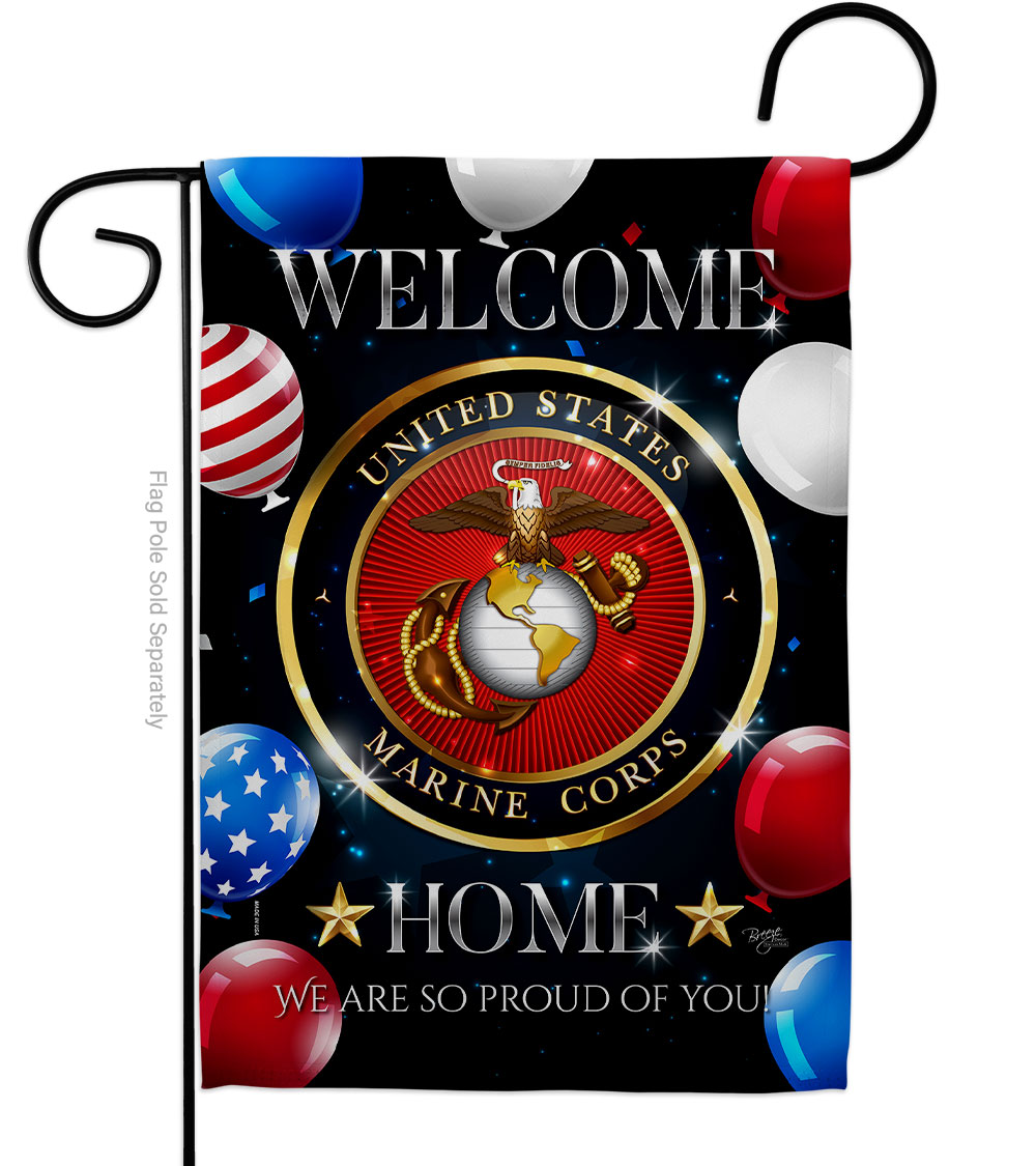 13 x 18.5 in. Welcome Home Marine Corp Garden Flag with Armed Forces Corps Double-Sided Decorative Vertical Flags House Decoration Banner Yard Gift