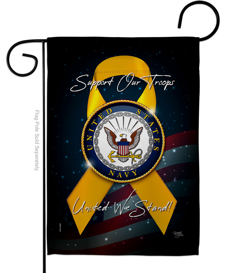 G158648-BO 13 x 18.5 in. Support Navy Garden Flag with Armed Forces Double-Sided Decorative Vertical Flags House Decoration Banner Yard Gift