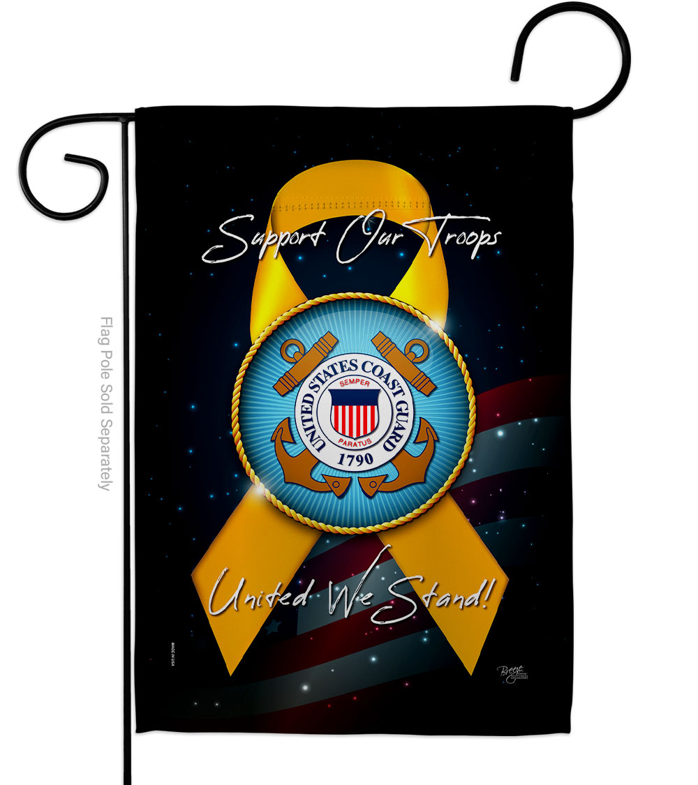 G158649-BO 13 x 18.5 in. Support Coast Guard Garden Flag with Armed Forces Double-Sided Decorative Vertical Flags House Decoration Banner Yard Gift