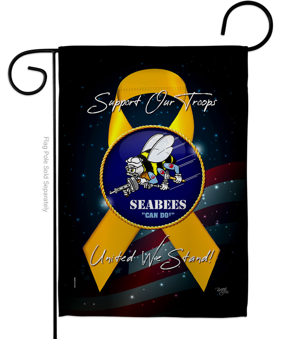 G158652-BO 13 x 18.5 in. Support Seabees Garden Flag with Armed Forces Navy Double-Sided Decorative Vertical Flags House Decoration Banner Yard Gift