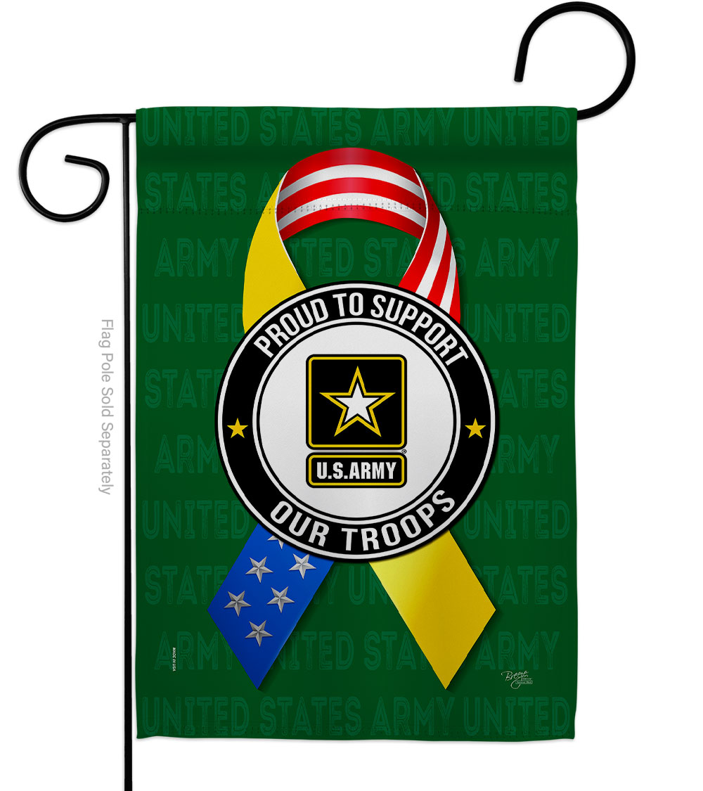 G158654-BO 13 x 18.5 in. Support Army Troops Garden Flag with Armed Forces Double-Sided Decorative Vertical Flags House Decoration Banner Yard Gift